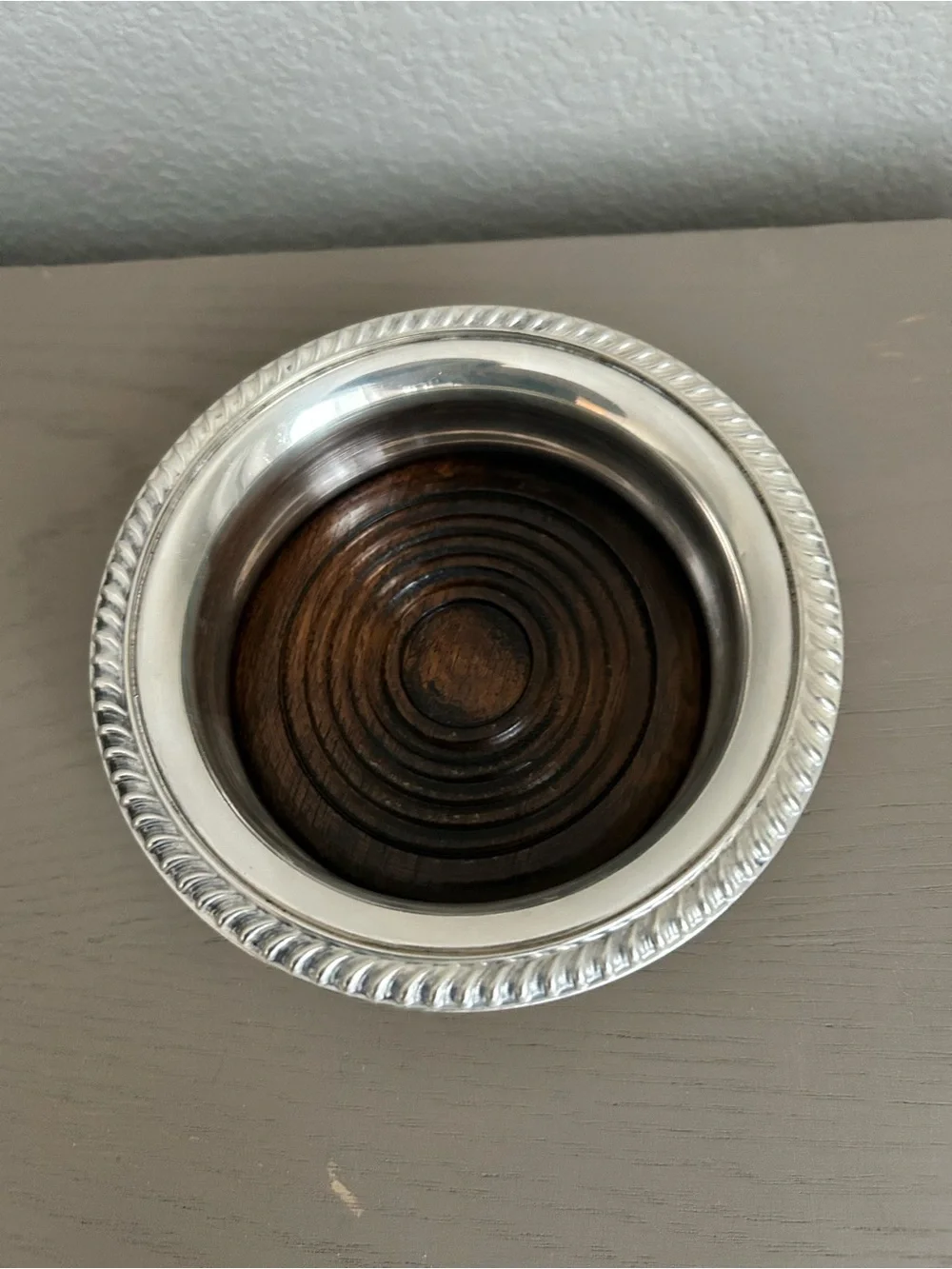 Vintage Barker Ellis Silver Plated Wine Coaster with Mahogany Base